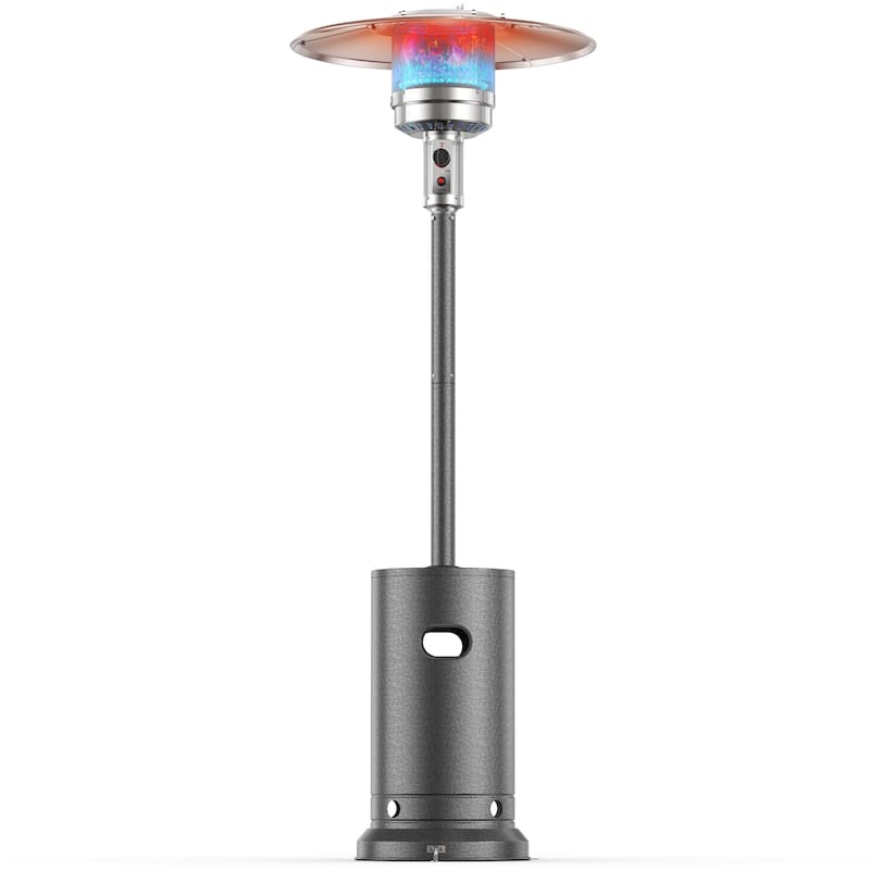 48,000 BTU Patio Propane Heater for Outdoor Use, Double-Layer Stainless Steel Burner and Wheels - N/A - Black