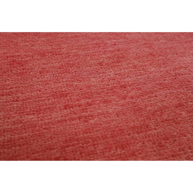 Hand Knotted Oriental 100% Wool Carpet Modern Solid Coral Gabbeh Area Rug - 8' 8'' X 6' 0''