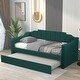 preview thumbnail 3 of 9, Twin Size Daybed Green Upholstered Sleeper Sofa Bed with Trundle