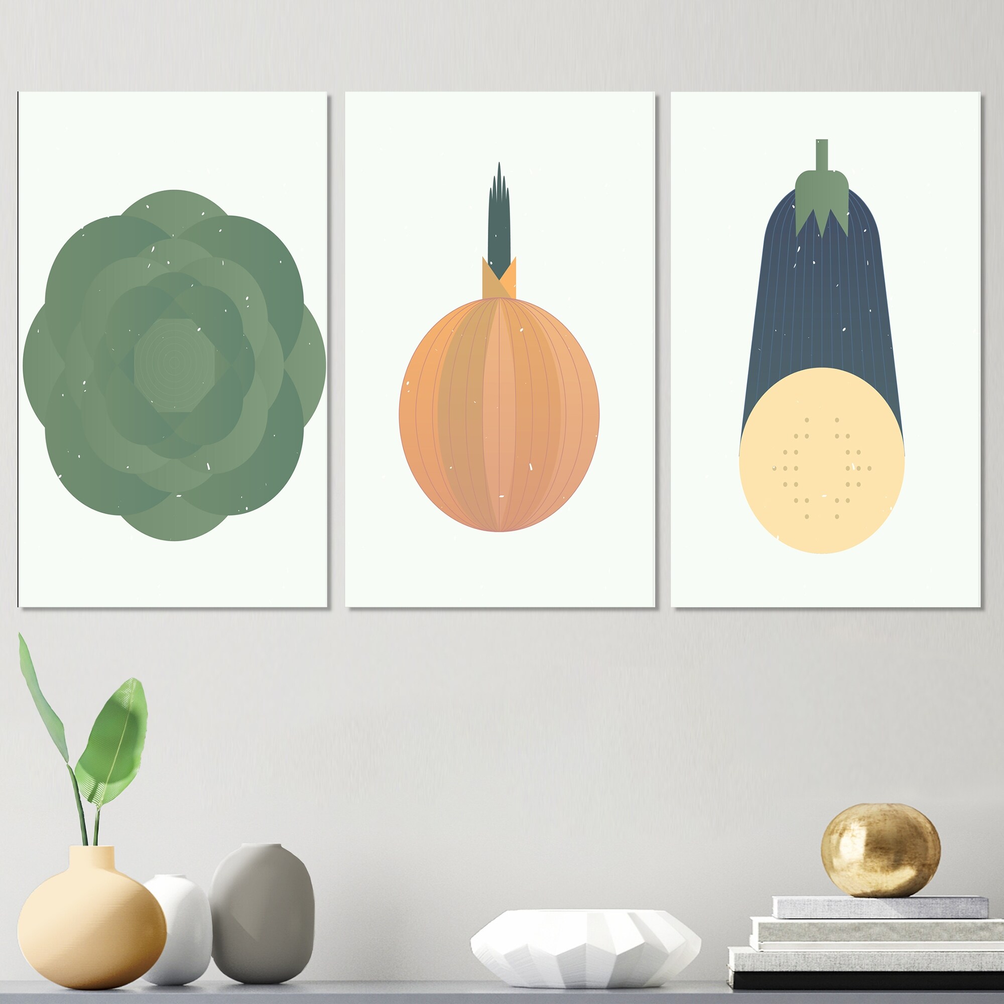 Designart Abstract Vintage Vegetables I - Traditional Art Print - Timeless Kitchen Decor - Vibrant Vegetable Illustration - Classic Wall Art for Home or Dining Room-image