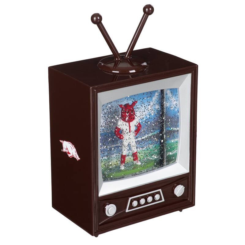 Univ of Arkansas 8 in. Vintage TV Light Up Water Lantern Snow Globe