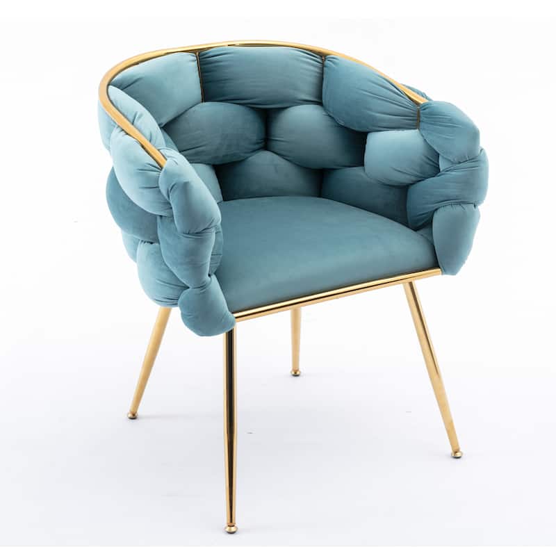 Simple Leisure Velvet Accent Chair Dresser Stool Set of 2, with Gold Metal Foot