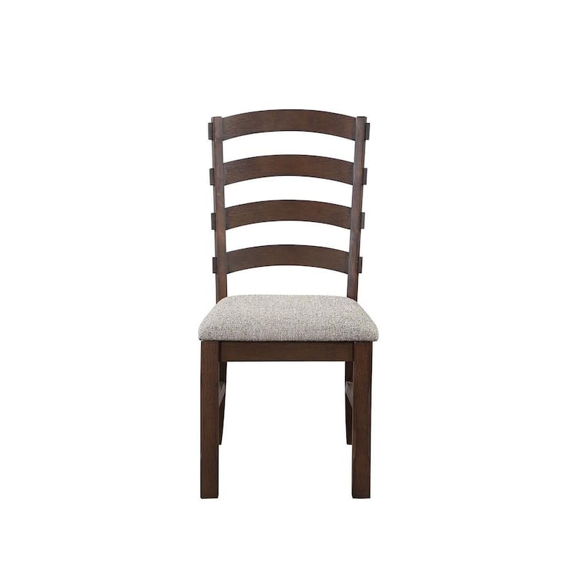 Brown/Gray Fabric Upholstered Wood Frame Dining Chair, Set of 2, Sturdy Dining Chair for Dining Rooms - 20.5