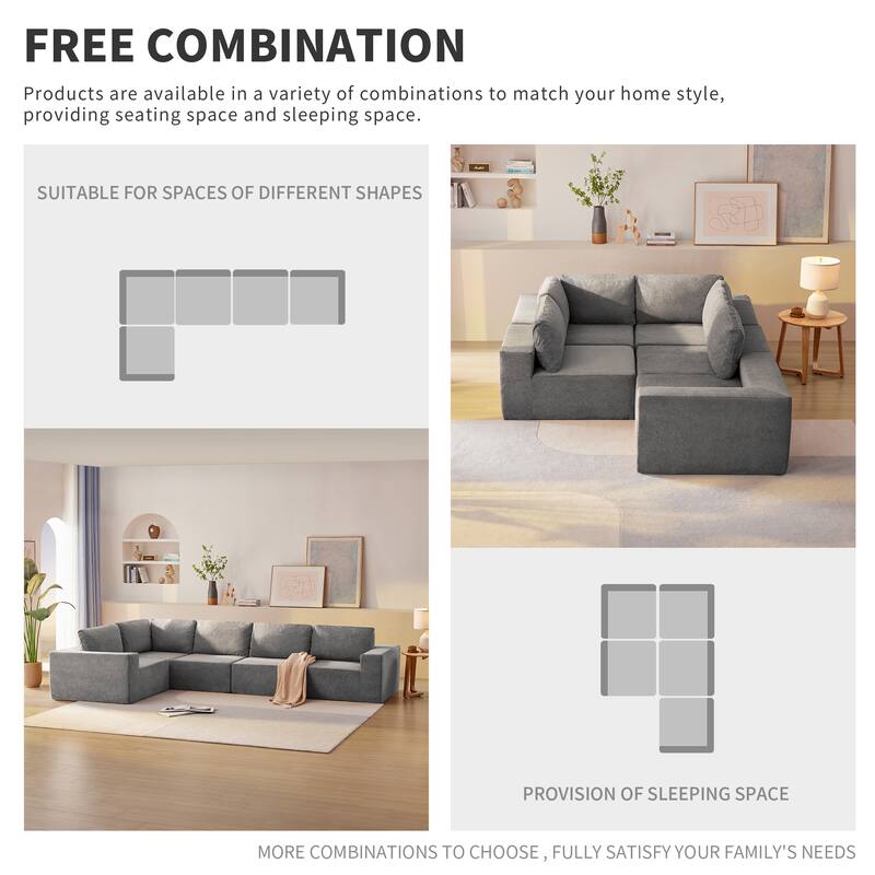 Harper&Bright Designs 5 PCS Luxury Modular Floor Sofa