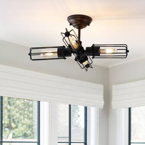 Nick 20" Metal LED Flush Mount, Black by JONATHAN Y