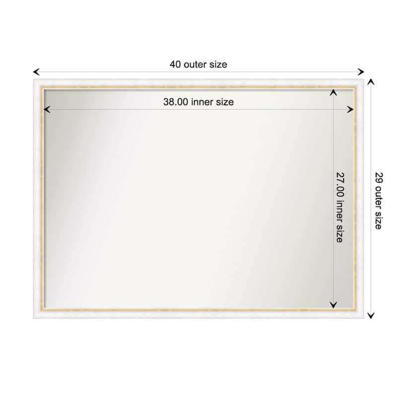 Morgan Non-Beveled Wood Framed Wall Mirror - Morgan White Gold - Glass Size 38x27