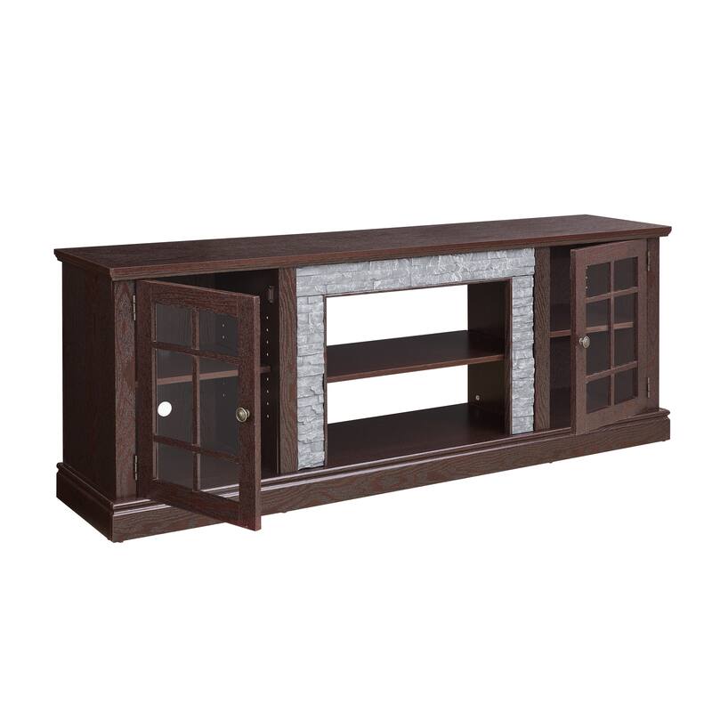 Faux Stone TV Stand TV Console for TVs up to 75", Large Entertainment Center Media Storage Cabinet with Adjustable Shelves