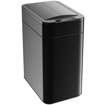 hOmeLabs 13 Gallon Kitchen Trash Can - Retractable Automatic Sensor Butterfly Lid, Easy to Clean, Battery-Operated - Matte Black