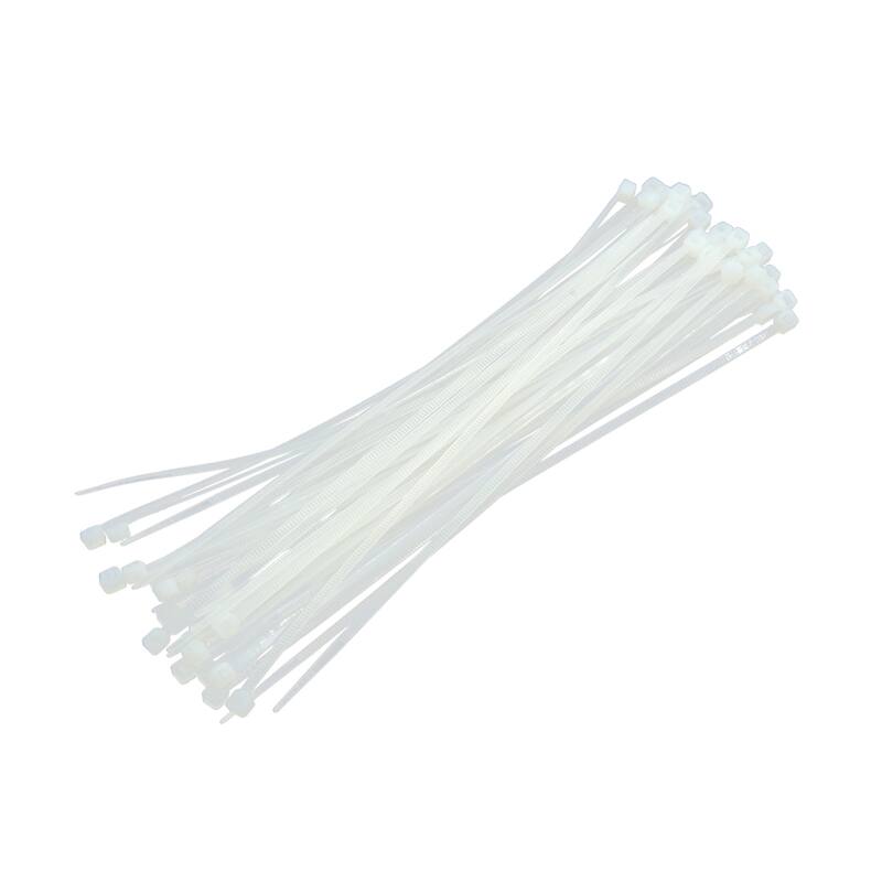 50pcs 4 x 200mm Plastic Nylon Fastener Cable Tie Strap Ribbon for Car - White