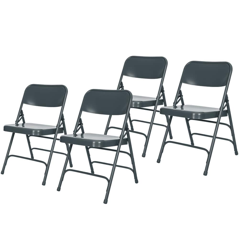 Hampden Furnishings Bernadine Collection All Metal Triple Brace Folding Chair, Pack of 4