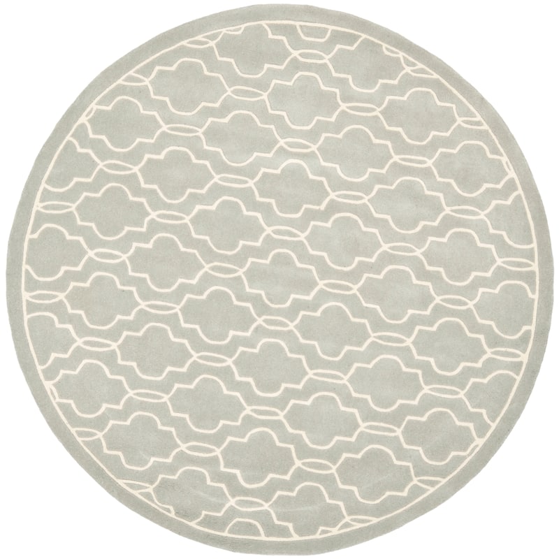 SAFAVIEH Handmade Chatham Nazzarena Modern Moroccan Wool Rug - 5' Round - Grey/Ivory