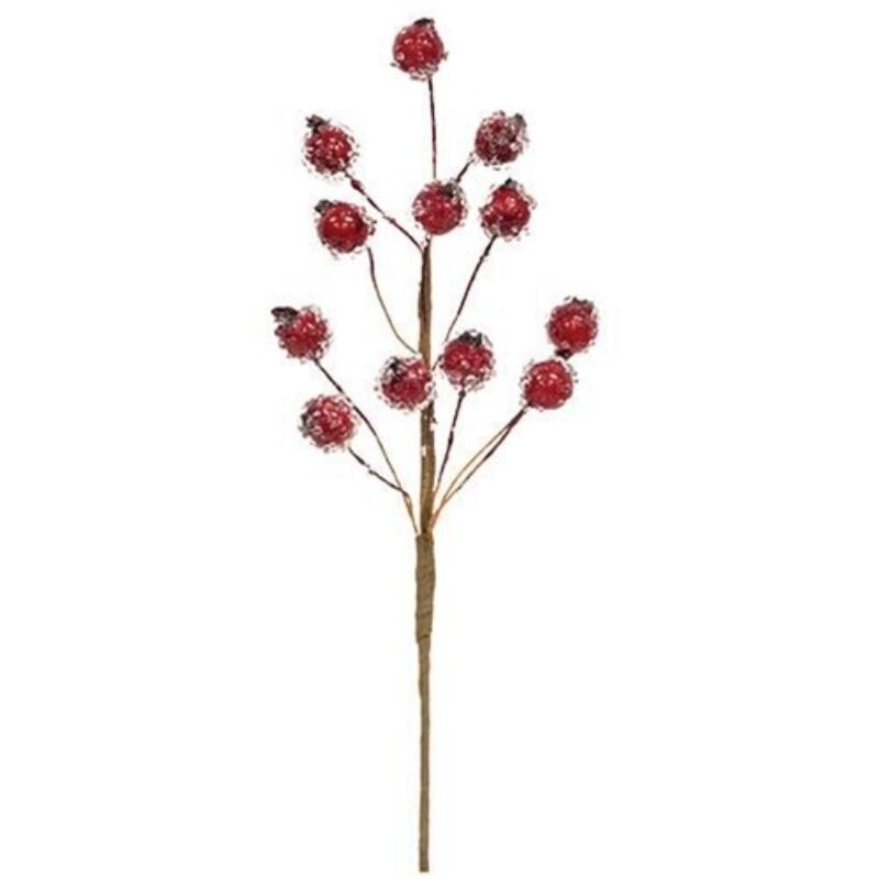 29 Faux Iced Red Berry Stem