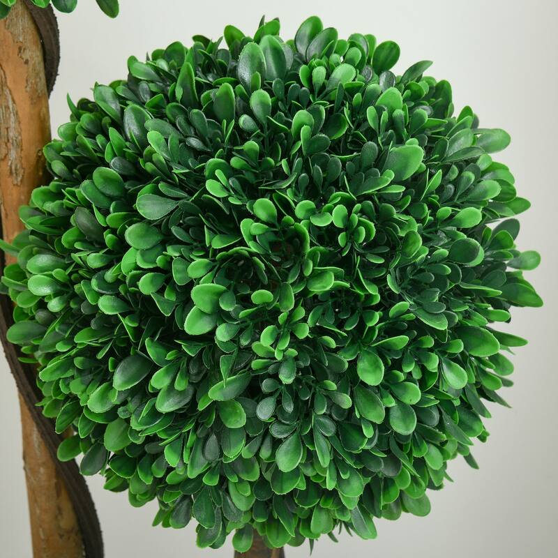 HOMCOM 3.5ft/43.25" Artificial 3 Ball Boxwood Topiary Tree with Pot, Indoor Outdoor Fake Plant for Home Office