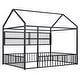 preview thumbnail 57 of 70, Full Size Metal House Bed Frame with Built-In Grid Shelves, Playful Canopy Design and Space-Saving Storage