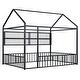 preview thumbnail 21 of 34, Superior Quality Metal House Bed Frame with Convenient Storage Space, Fence and Shelves, Full Size