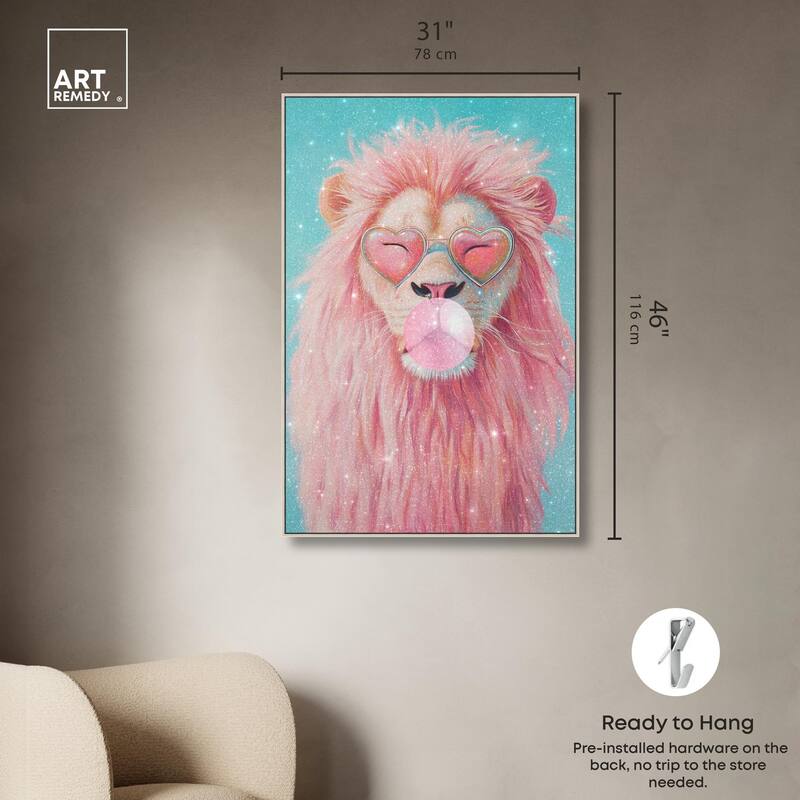 Pastel Lion Bubblegum Canvas by Art Remedy