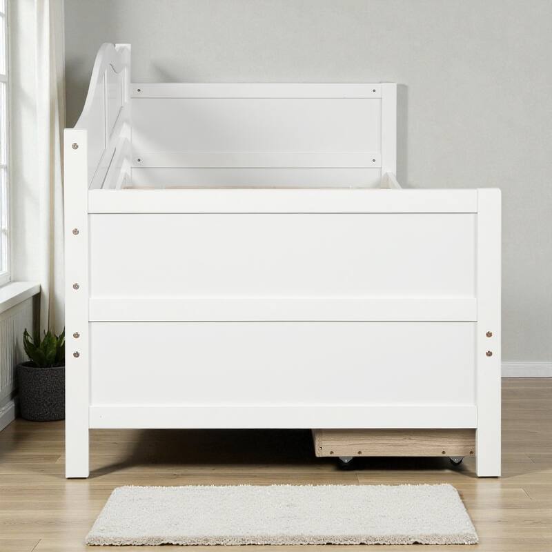 Twin Wooden Daybed with 2 Storage Drawers, Sofa Bed Frame for Bedroom or Living Room, Pine Wood Daybed with Slats