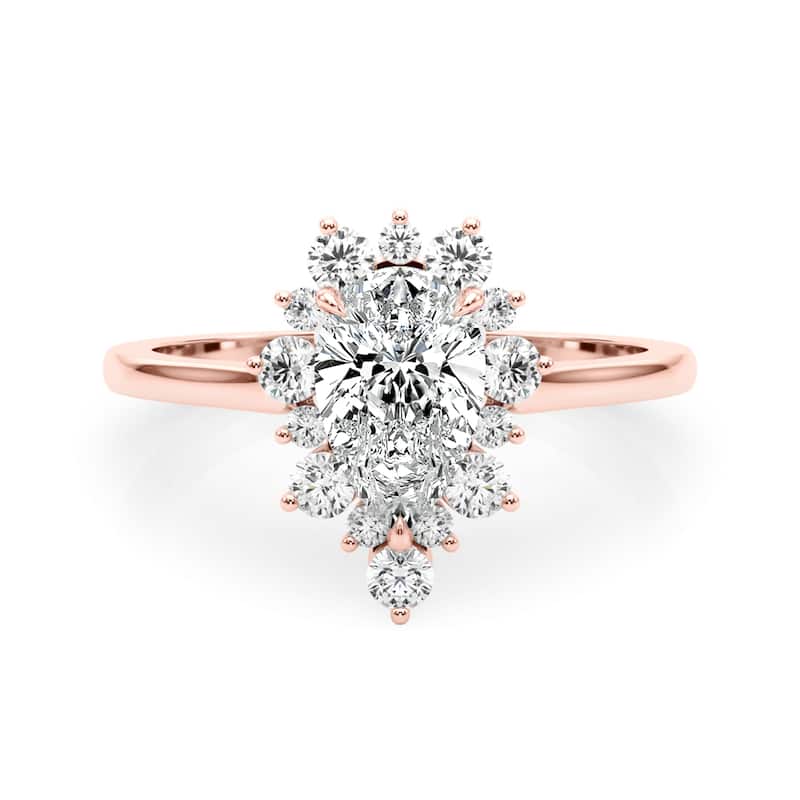 Auriya 14k Rose Gold Lab Grown Pear Diamond Halo Engagement Ring 0.50 to 5.00 ct. tw. (F-G VS)