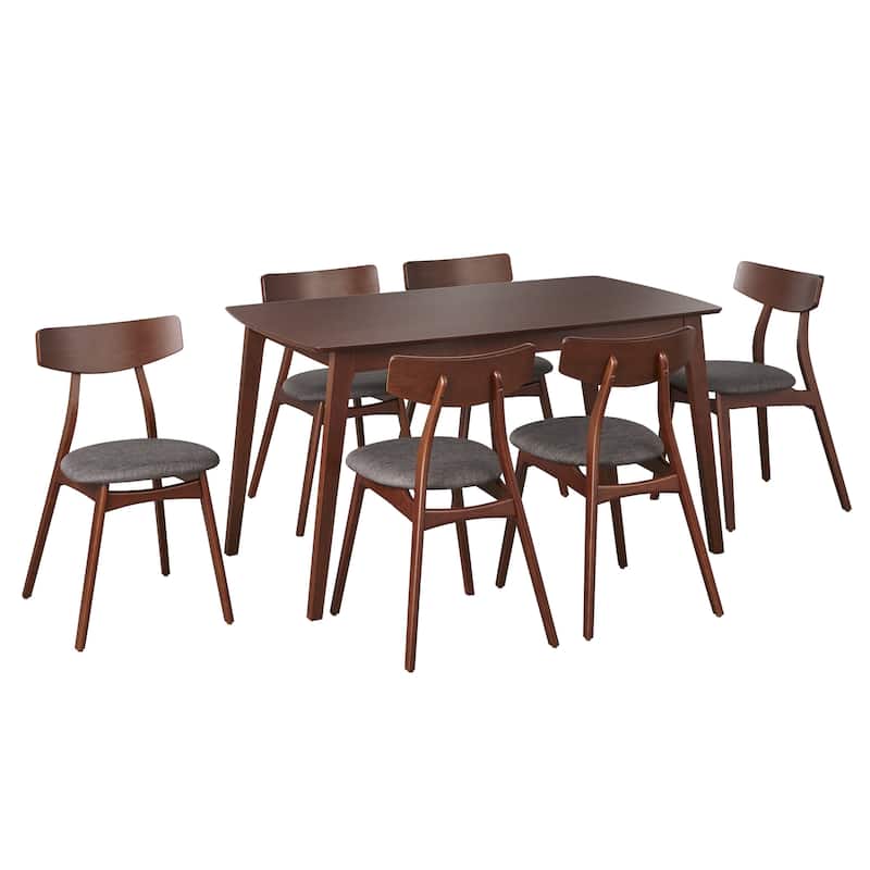 Simple Living Solid Beechwood Cadiz 7-piece Dining Set - Dark Grey/Walnut