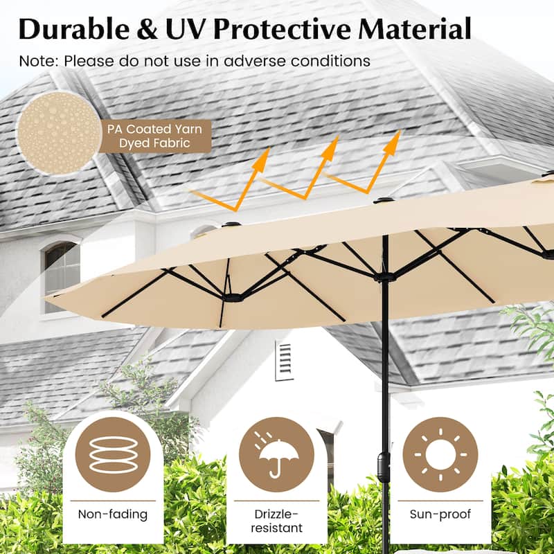 Gymax 13FT Double-sided Patio Umbrella w/ Crank Handle Umbrella Base