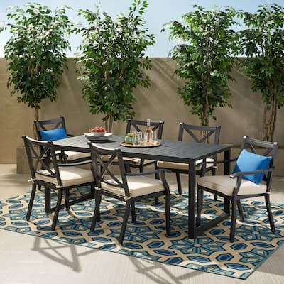 Navan Outdoor 6 Seater Aluminum Dining Set by Christopher Knight Home