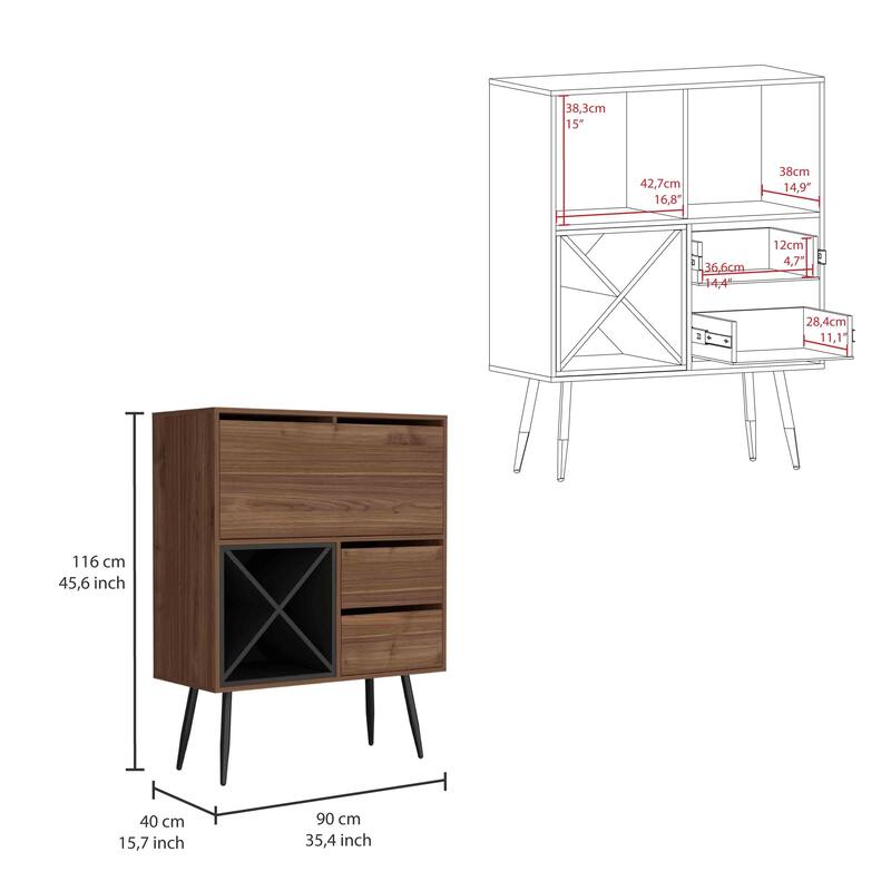 Prunus Bar Cabinet, One Cabinet, Two Drawers