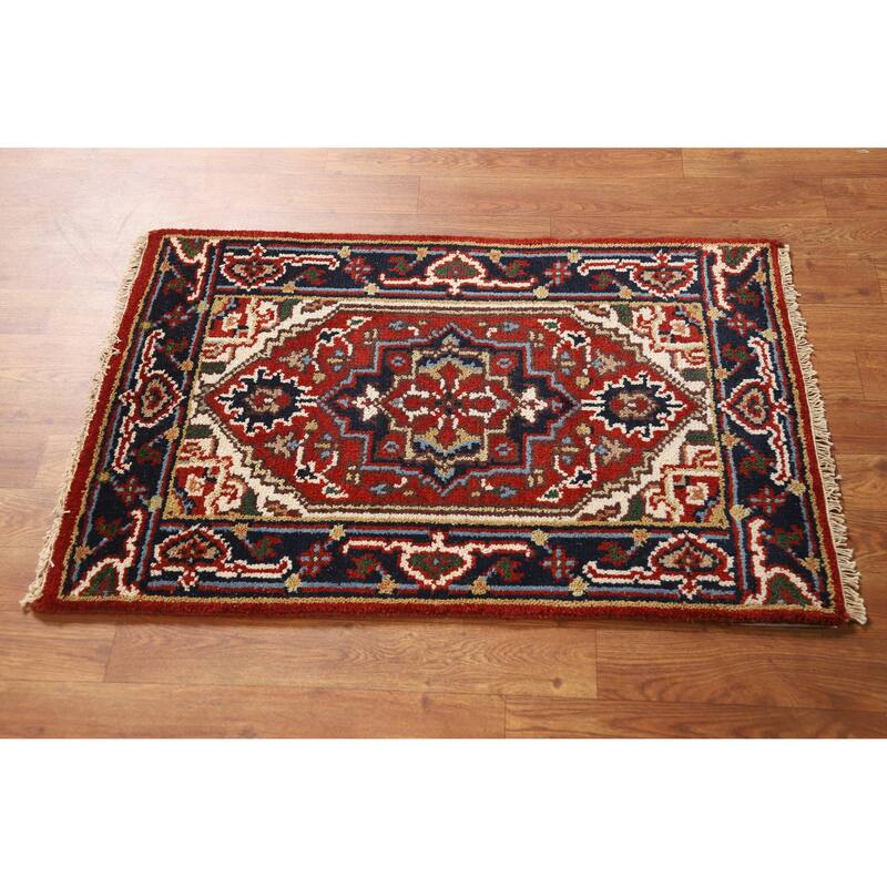 Orange Heriz Serapi Oriental Accent Rug Handmade Wool Carpet - 2'0" x 3'0"