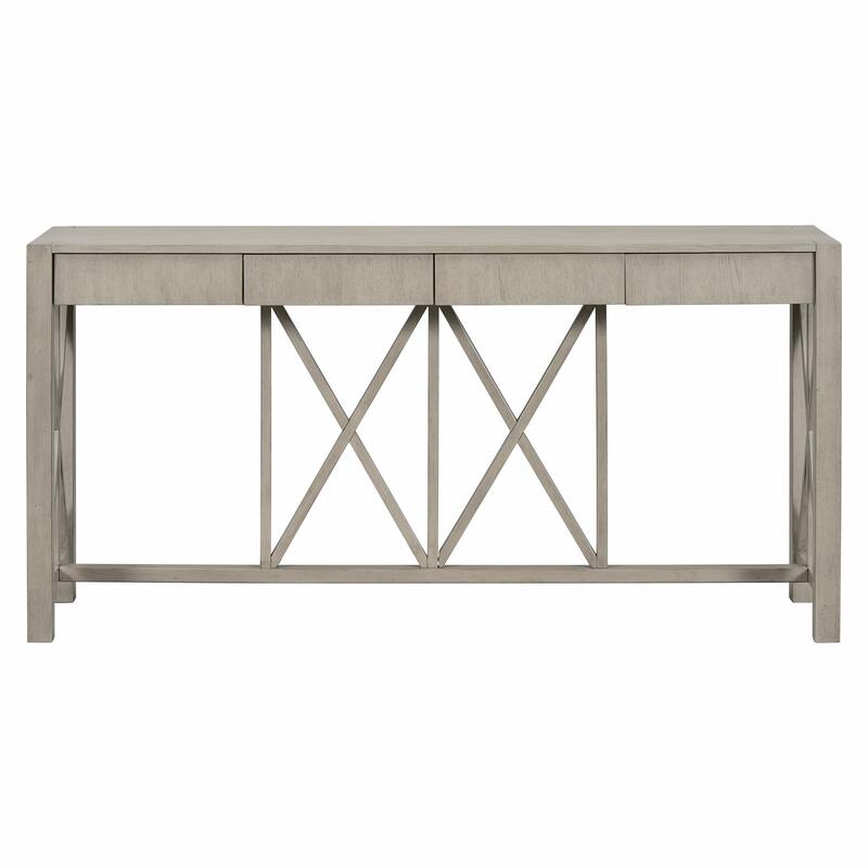 60" Acacia Veneer Console Table with 4 Spacious Drawers