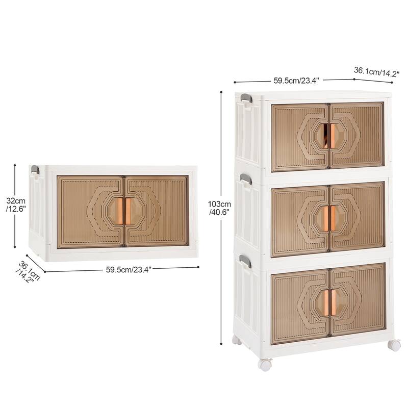 Storage Bins with Lids, Stackable Storage Bins with Wheels & Folding Plastic Storage Boxes 3/4/5 Set