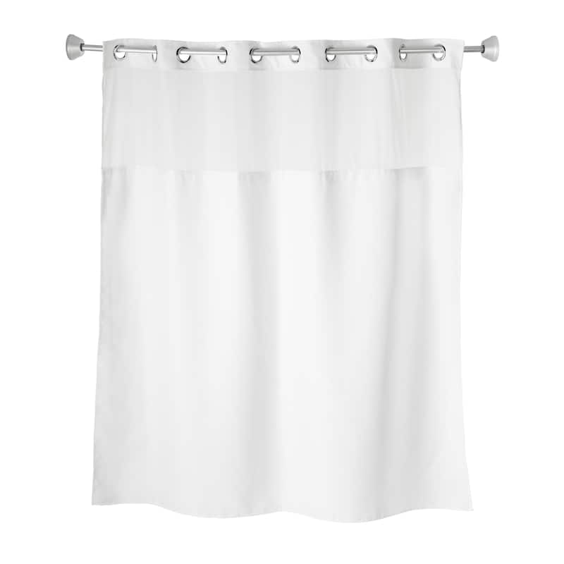 Whitmor No Hook Split Ring Shower Curtain, w/Window & Snap-In Liner, 71" x 77"