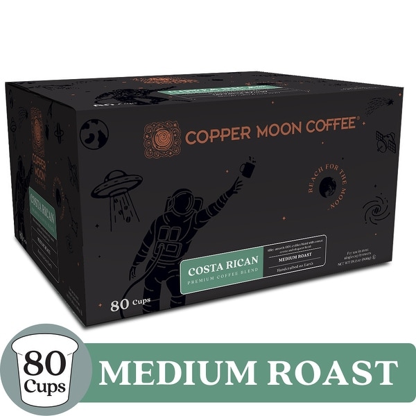Copper Moon Coffee K-Cups, Costa Rican Blend, 80 Count - Medium Roast Costa Rican Blend Coffee - 80 Count