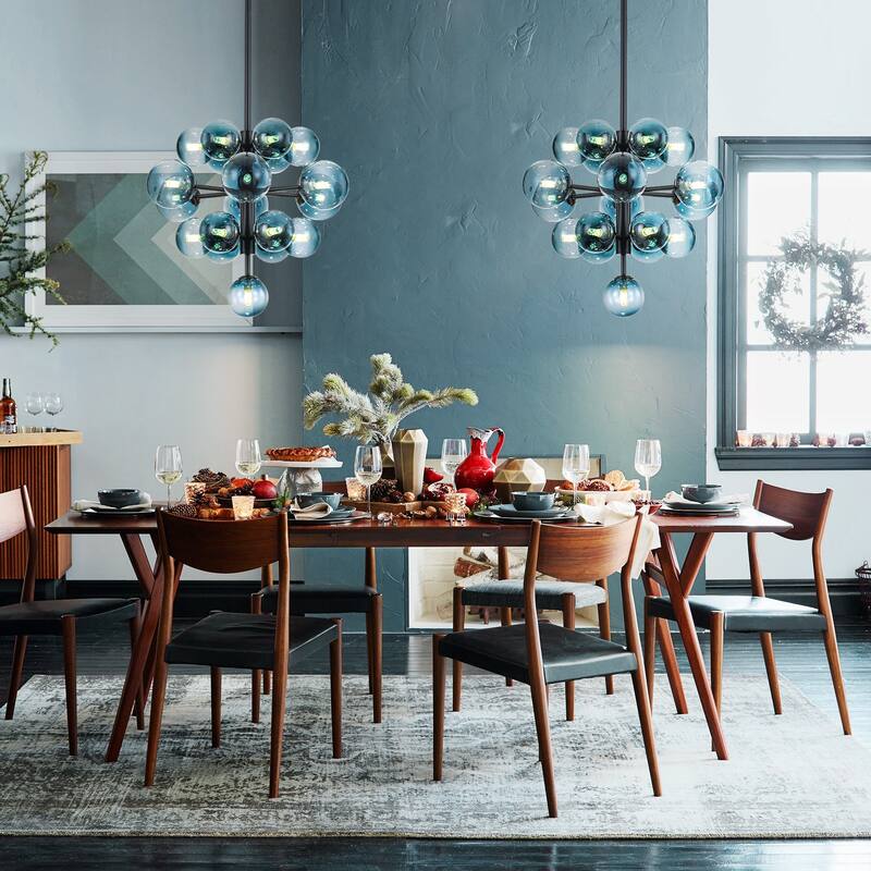 19-Light Modern Glam Tiered Cluster Gradient Glass Globe Bubble Chandelier for Dining Room - 21.3 in. W x 18 in. H