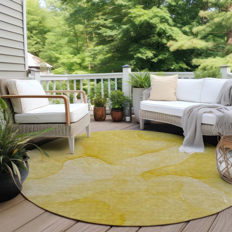 Dax Modern Art-Inspired Weather Resistant Blended Style Outdoor Rug