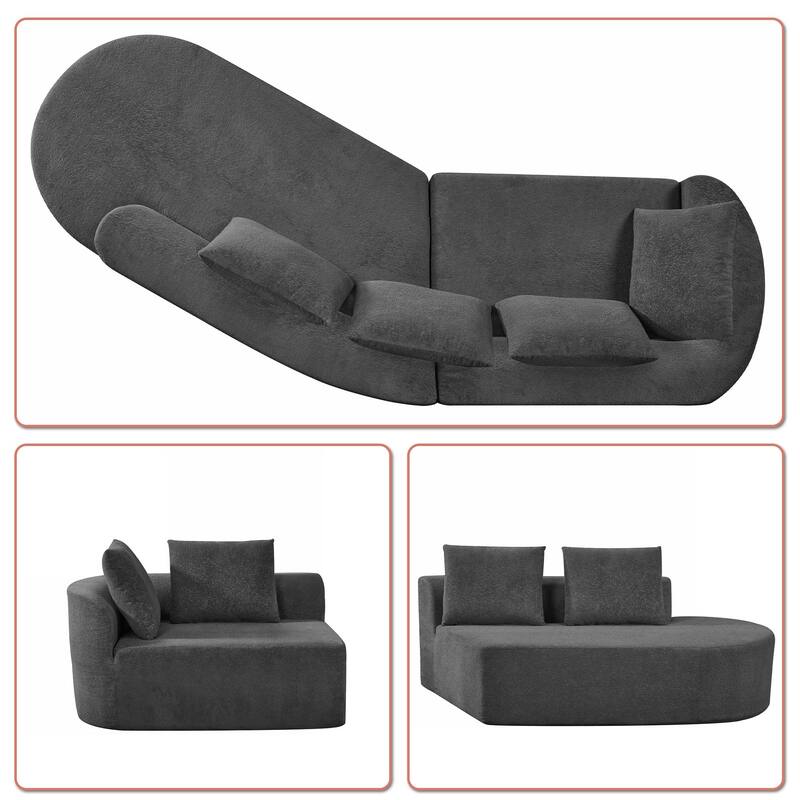 Modern 2-Seater Frame-Free Compressed Polyester Upholstered Sectional Sofa