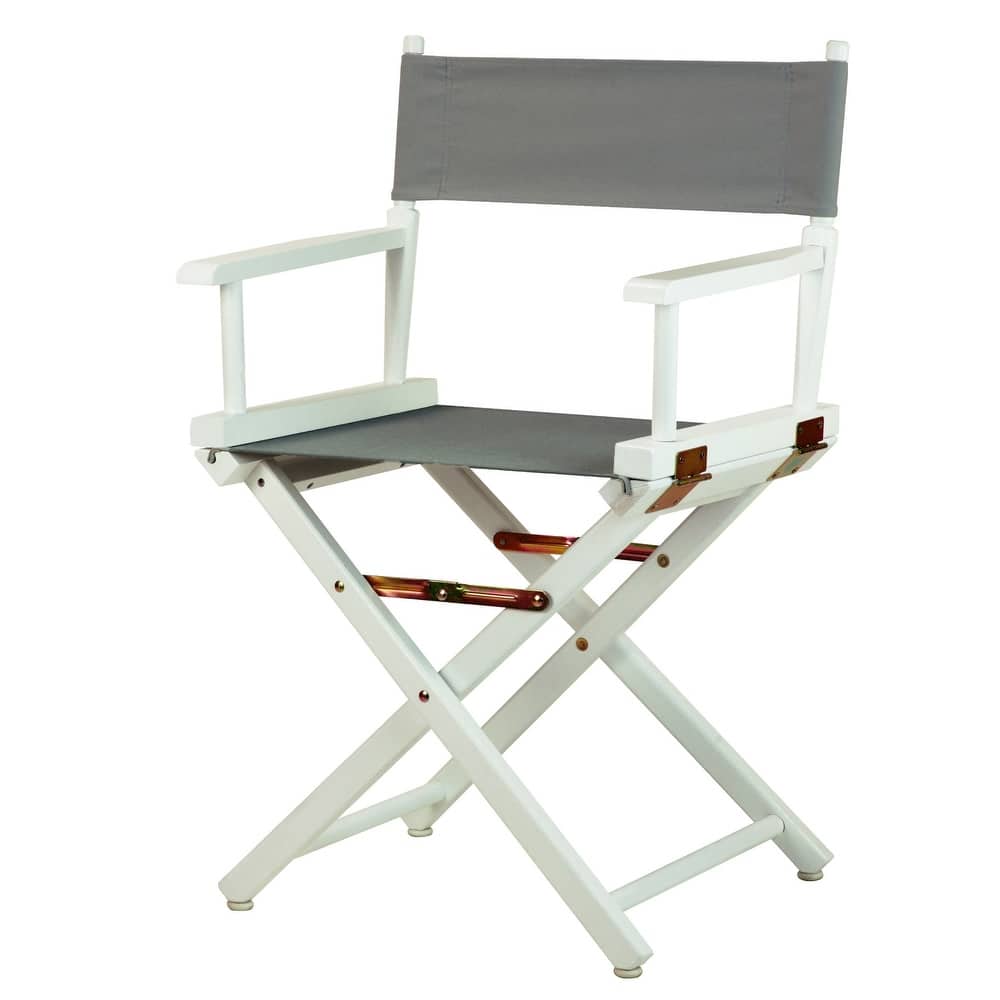 White Frame 18-inch Director's Chair - 33.75"h x 21.75"w x 17"d - 33.75"h x 21.75"w x 17"d