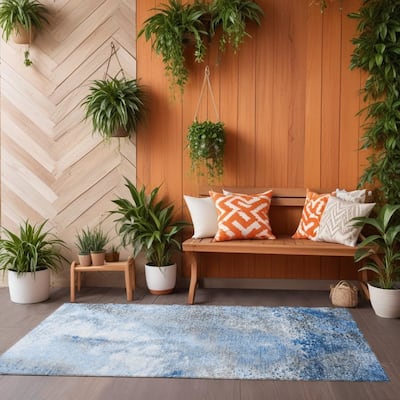 Bax Artistic Abstract Weather Resistant Current & Stylish Runner Outdoor Rug