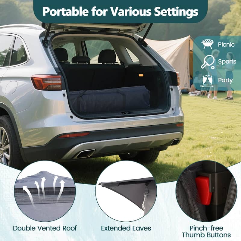 Costway 11'x11' 2-Tier Pop-Up Gazebo Tent Portable Canopy Shelter