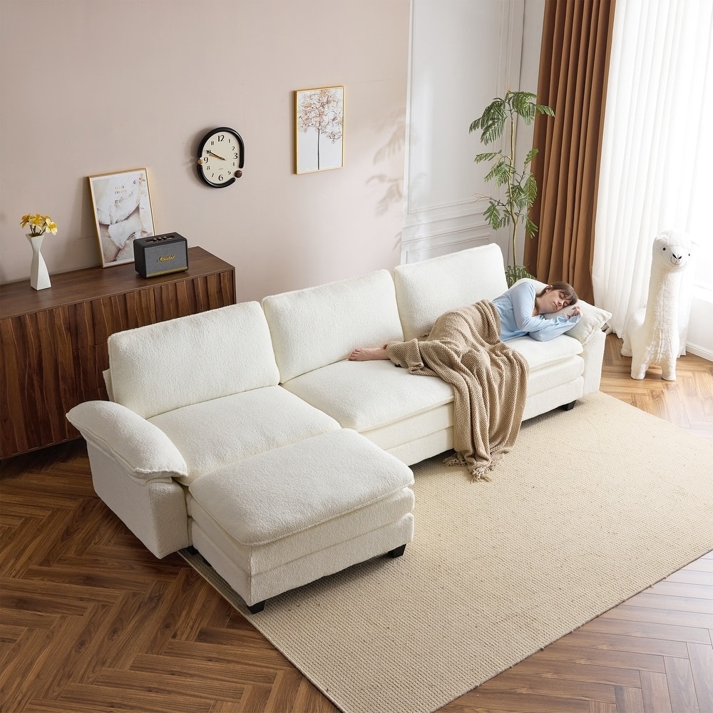 EROMMY Sectional Couches for Living Room, Oversized Sectional Couch, L-Shaped Couch with Teddy Fleece Material