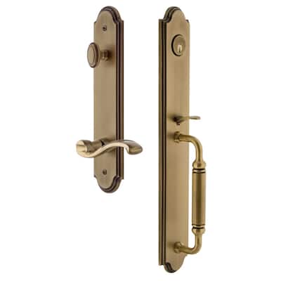Grandeur Arc Solid Brass Rose Left Handed Keyed Entry Single Cylinder