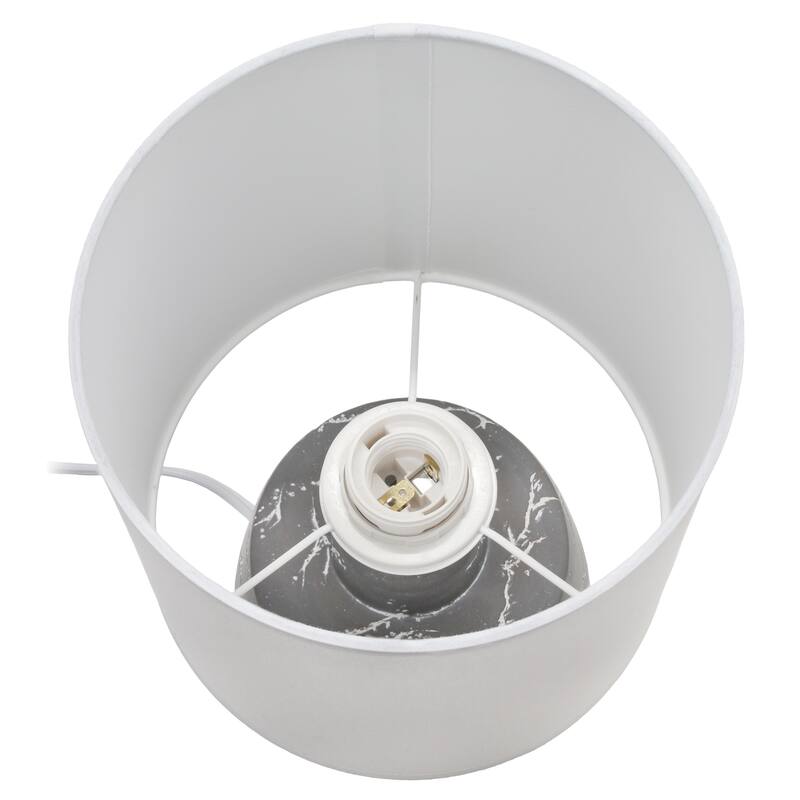Marble Style Ceramic Table Lamp with Drum Shade - 13.25" - Gray and White