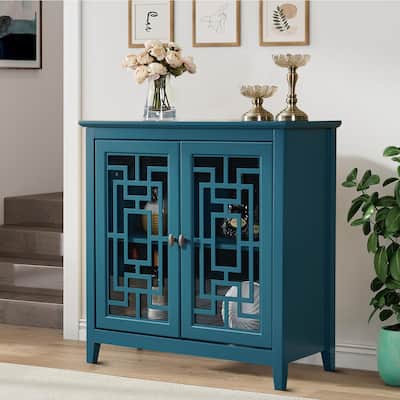 Traditional Vintage Style Wooden Sideboard, Teal Blue