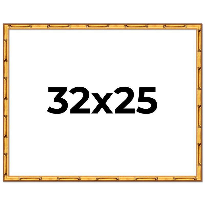 32x25 Frame Gold Bamboo Picture Frame Modern Photo Frame Includes UV Acrylic Shatter Guard Front Acid Free Foam Backing Board
