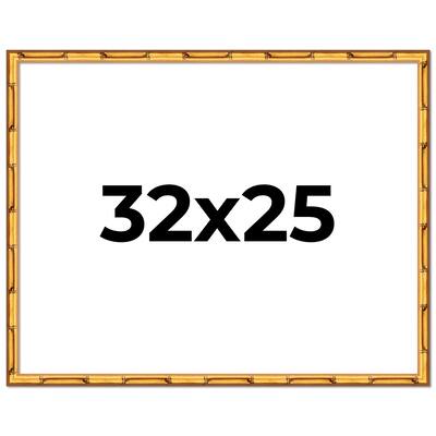32x25 Frame Gold Bamboo Solid Wood Picture Frame | 1 Inch Moulding