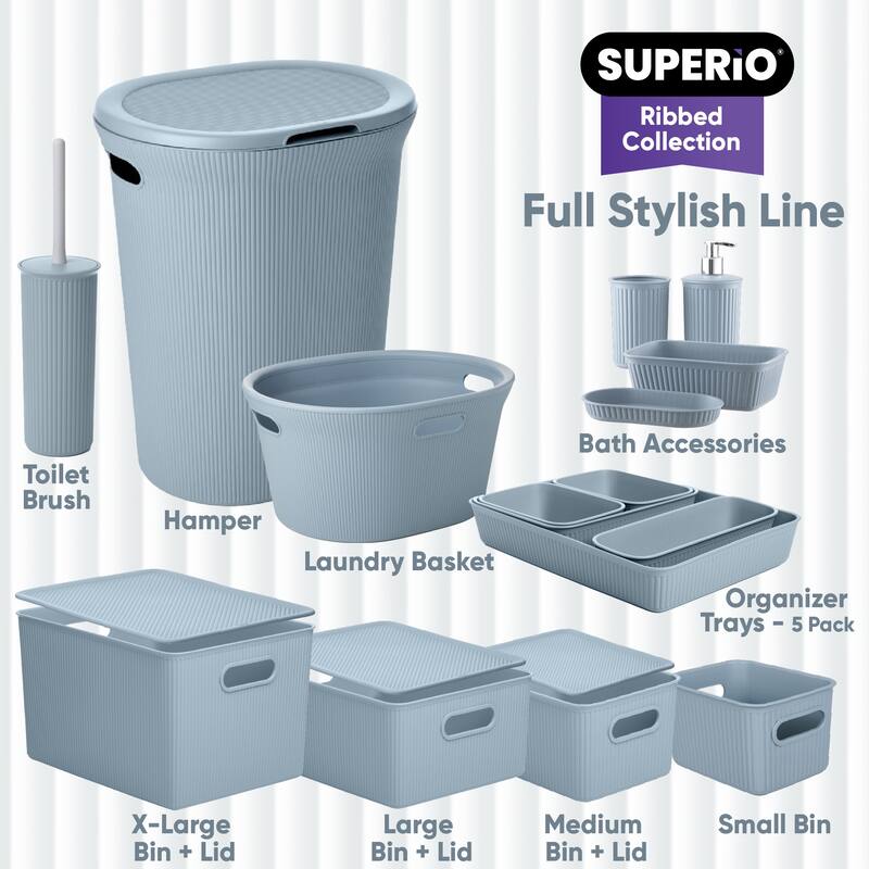 Superio Ribbed Bathroom Accessory Set, 4 pack - 6.34"W x 4.41"D x 6.54"H