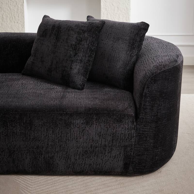 114" Chenille Cloud Sectional Sofa with Extra Deep Seating, and 4 Throw Pillows & No-Assembly Design