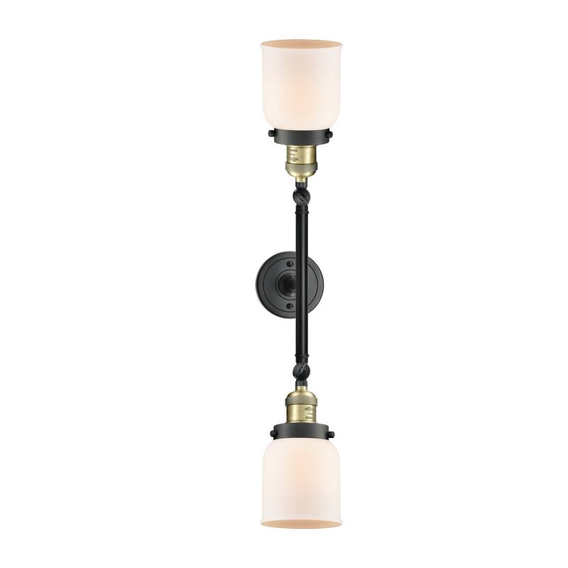 Innovations Lighting Small Bell 2 Light 23" Wide Bathroom Vanity Light - Black Antique Brass / Matte White