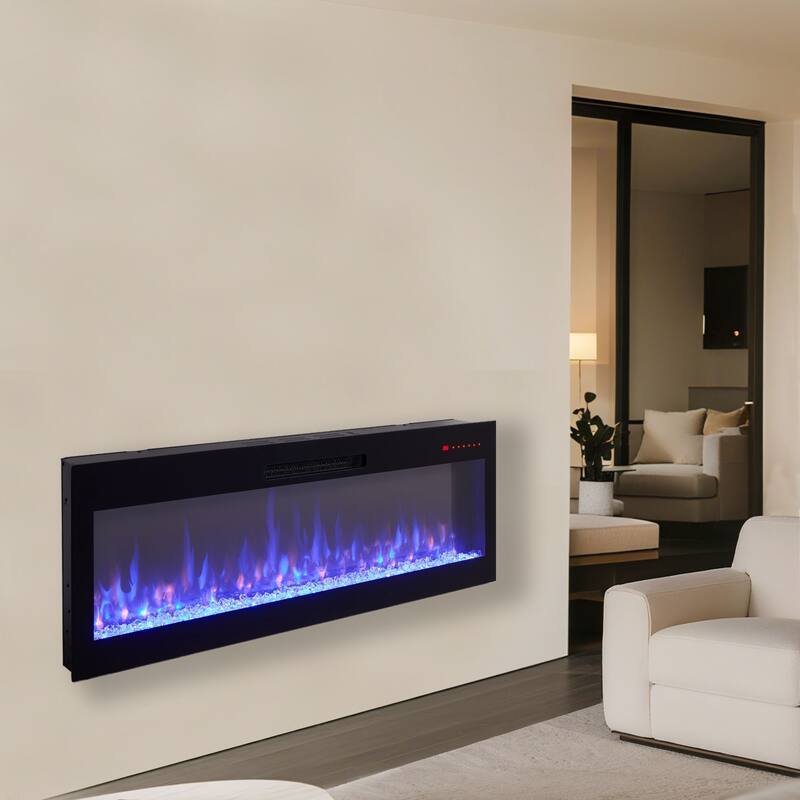 Smart 60" WiFi-Enabled Electric Fireplace Heater - Antique Black