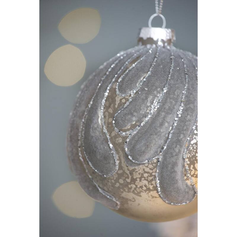 D3.9" Christmas Ball Ornaments, Glass Decorative Hanging Ball Christmas Tree Ornaments for Holiday Decorations, Set of 6