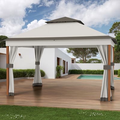 10*10'Outdoor Double Roof Canopy Tent with Curtains & Netting
