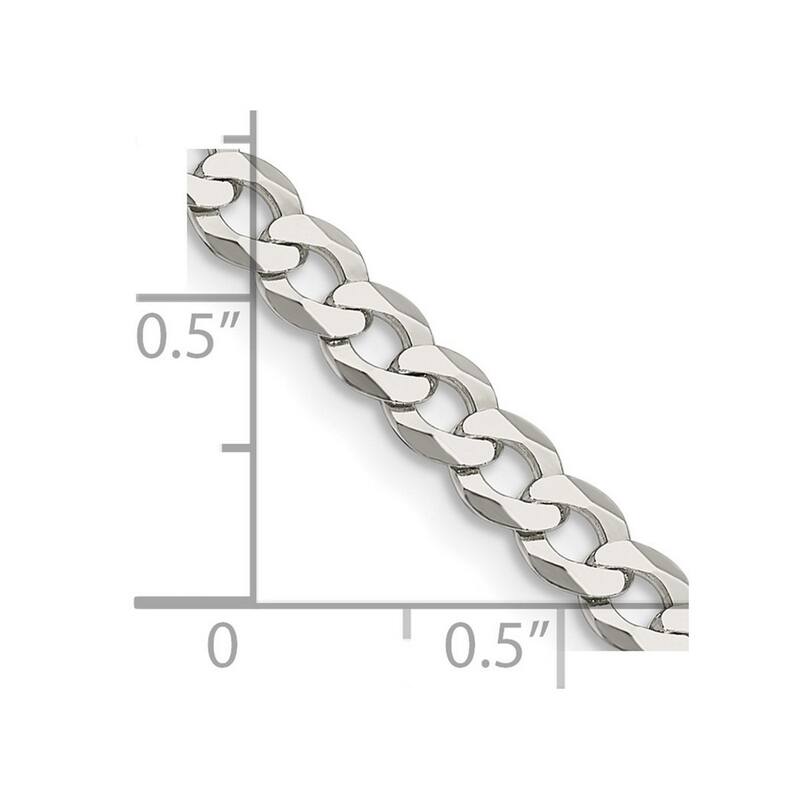 Curata 925 Sterling Silver 4.5mm Closed Link Flat Curb Chain Necklace